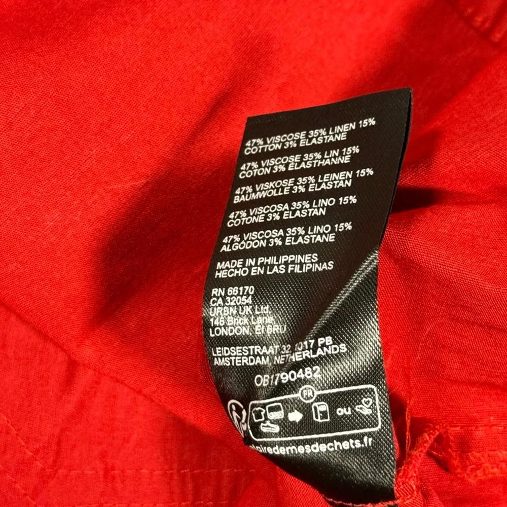 Maeve by Anthropologie Red Skirt Womens Large Pockets Linen Blend NEW Read Desc - Picture 7 of 9